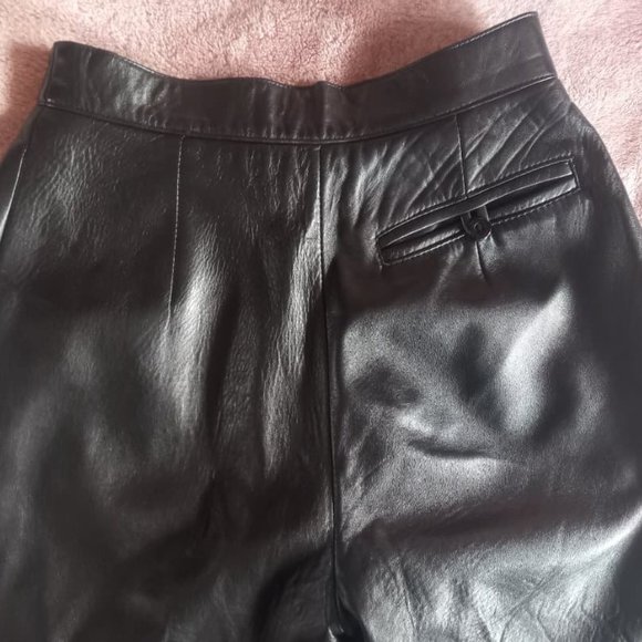 Beautiful high-waisted pleated leather pants - DANIER - size 10 - Picture 5 of 5